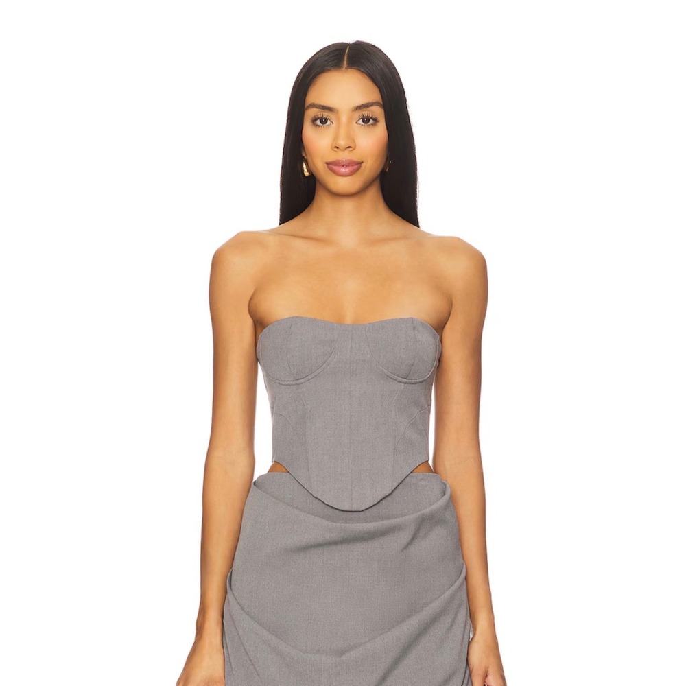 MISHA‎ The Henri Bustier Top in Grey Size Small New FABRIC FLAW